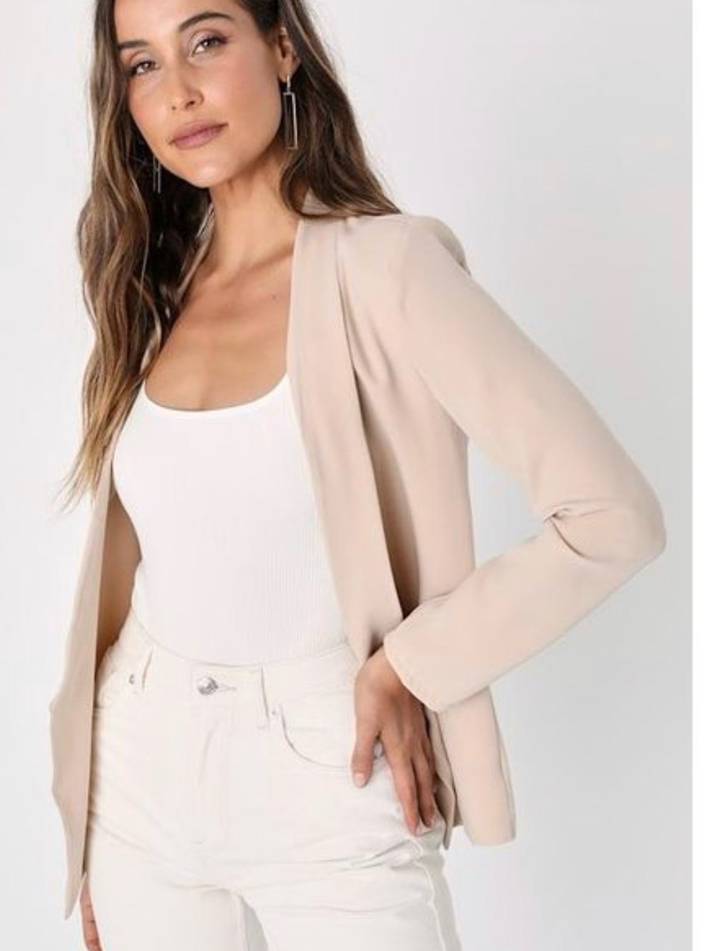XS Lulus Miss Punctuality Taupe Lightweight Blazer